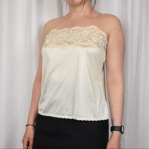 Vanity Fair Vintage Cream Silky Lace Tank